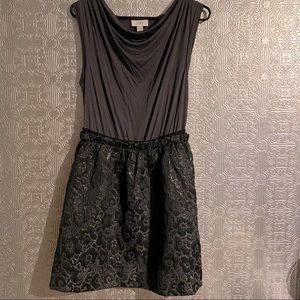 Ann Taylor Loft Cowl Neck Gray & Black Dress Sz.4
